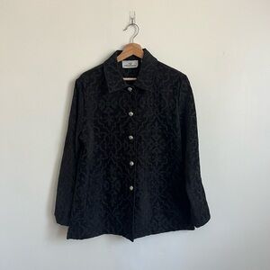 Vintage Erin London Black Jacquard Print Lightweight Jacket